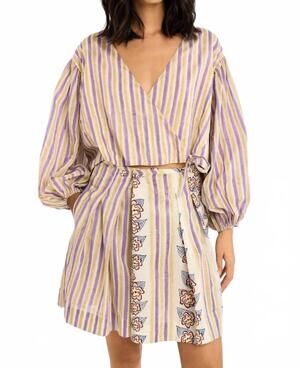 NEW RUJUTA SHETH sol v-neck top in iris blush